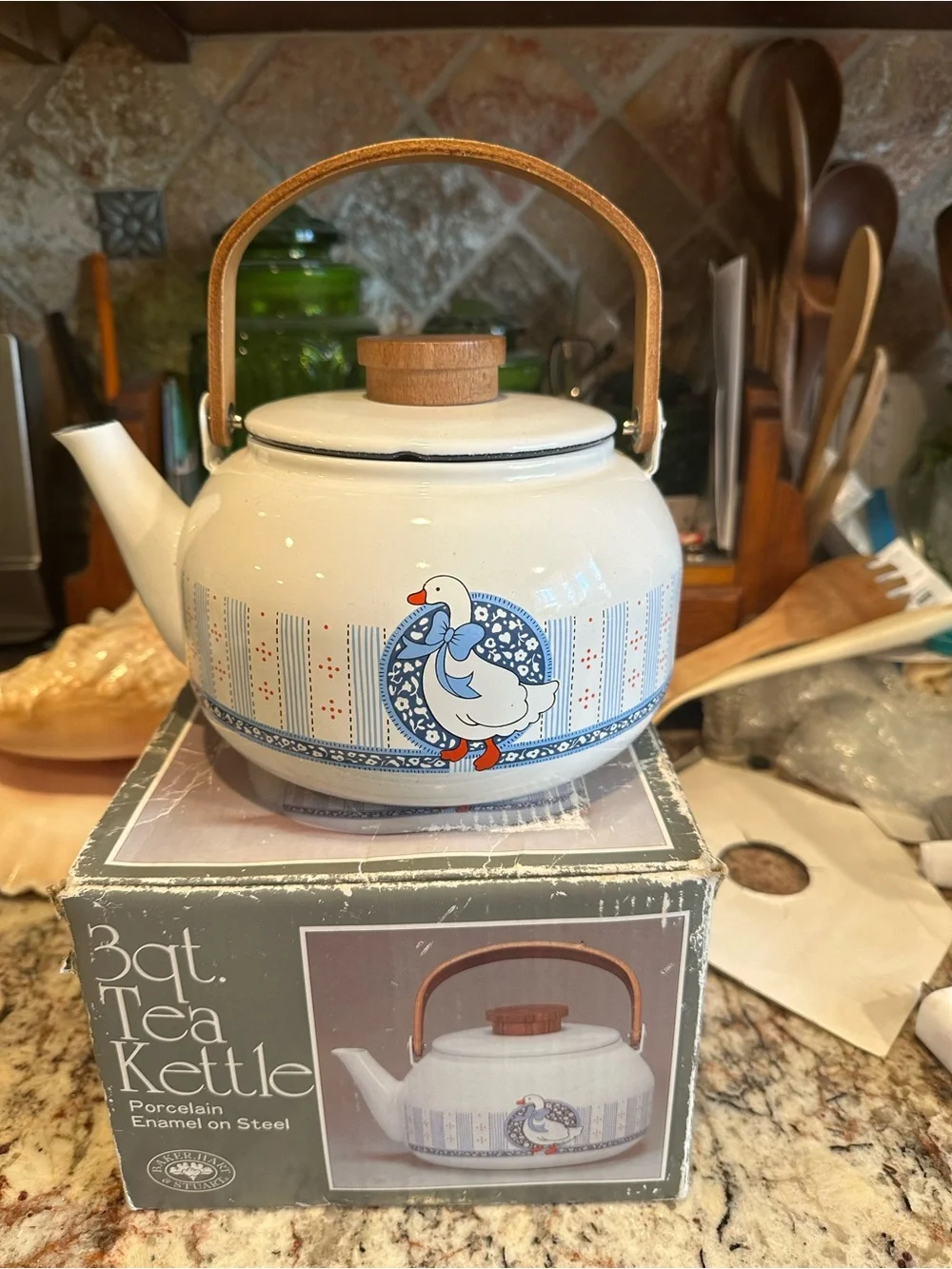 Goose Porcelain Enamel Tea Kettle